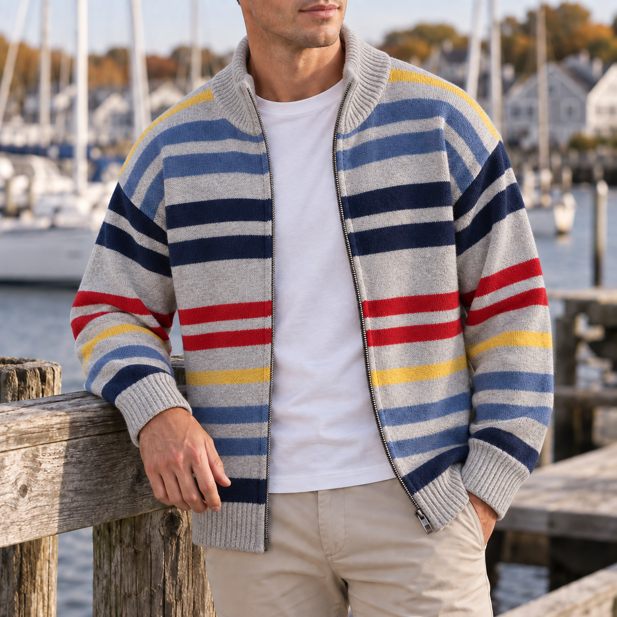 LIAM™ | Emmett Striped Zip Cardigan