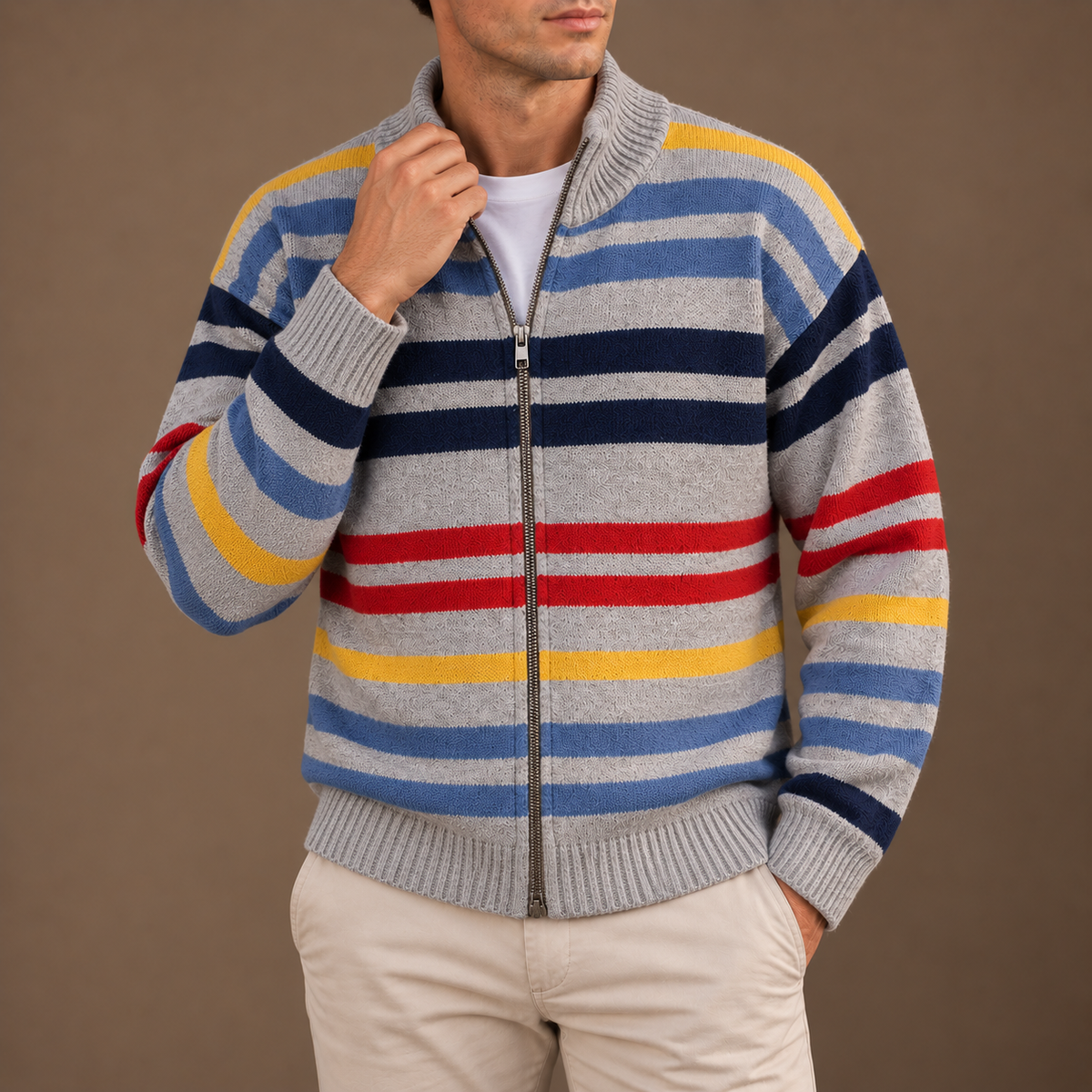 LIAM™ | Emmett Striped Zip Cardigan