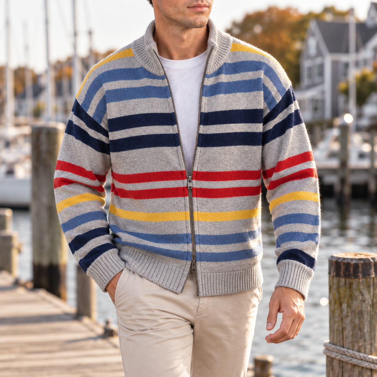 LIAM™ | Emmett Striped Zip Cardigan