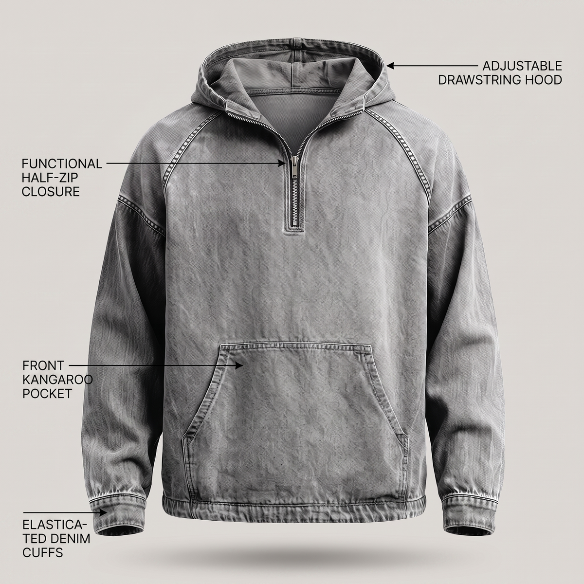 LIAM™ | RIVINGTON HALF-ZIP DENIM JACKET