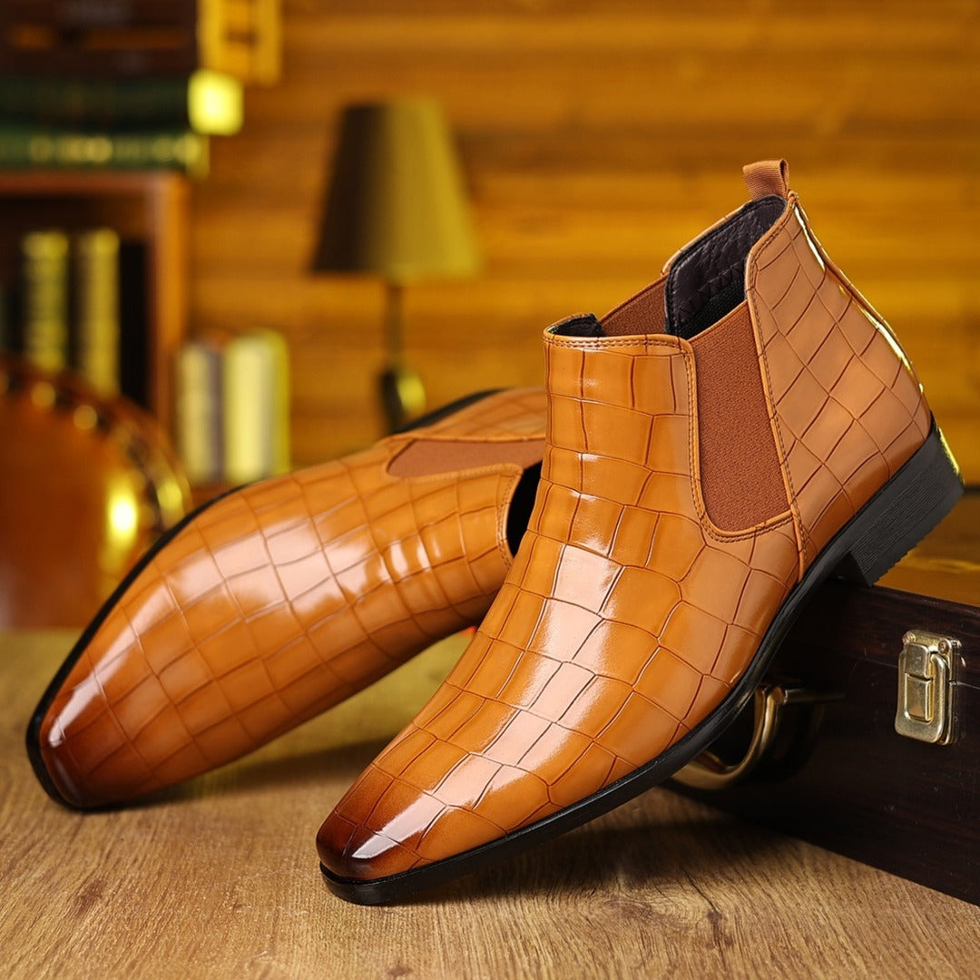 LIAM™ | Luxury Croc Chelsea Boots