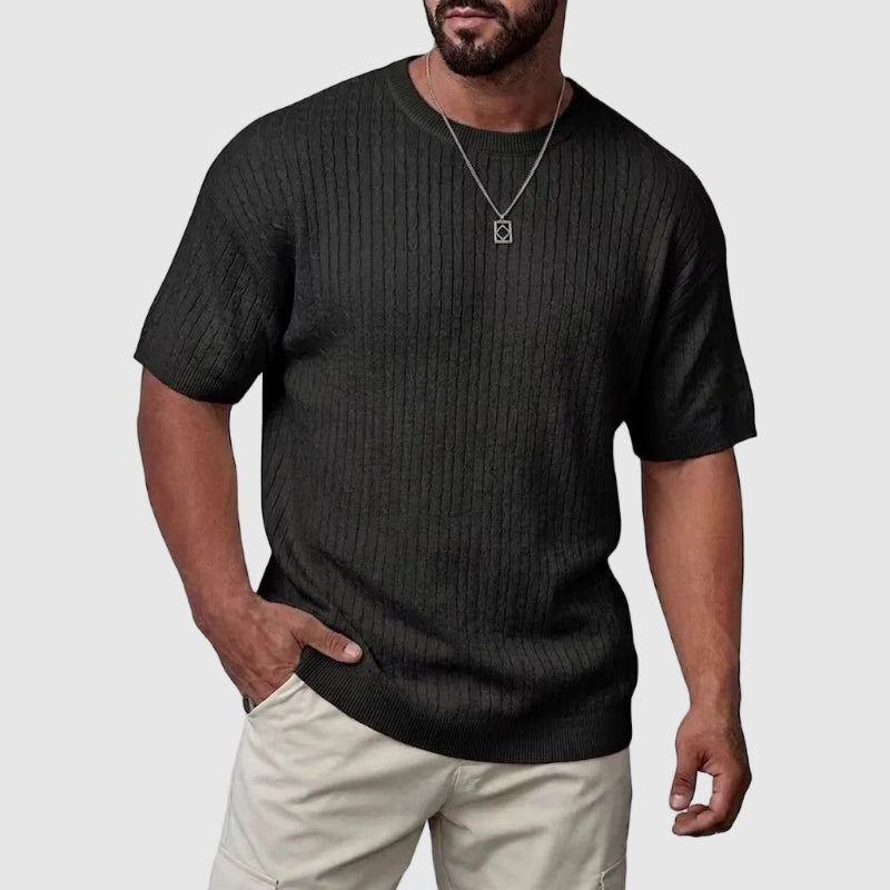LIAM™ | Men's Textured Knit Short Sleeve Sweater
