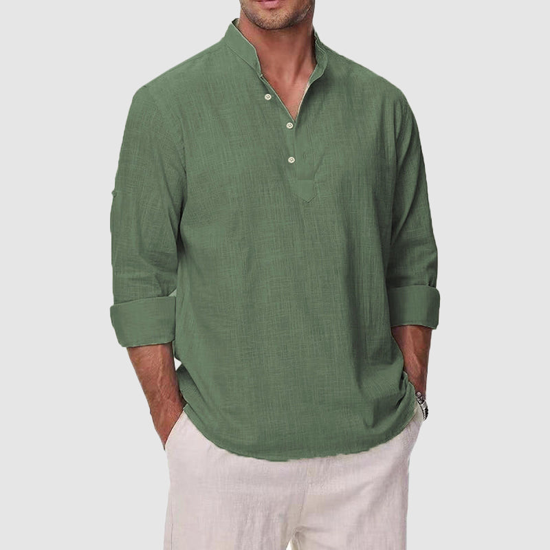 LIAM™ | Men's Cotton-Linen Henley Shirt