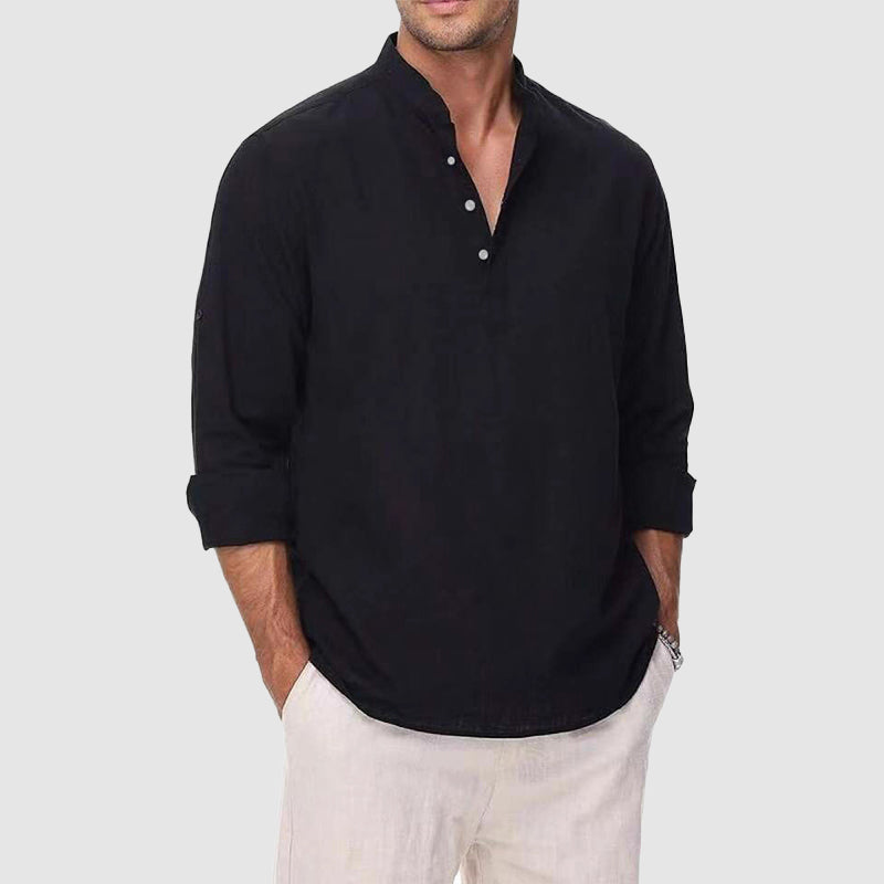 LIAM™ | Men's Cotton-Linen Henley Shirt