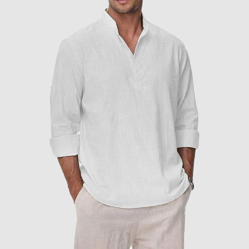 LIAM™ | Men's Cotton-Linen Henley Shirt