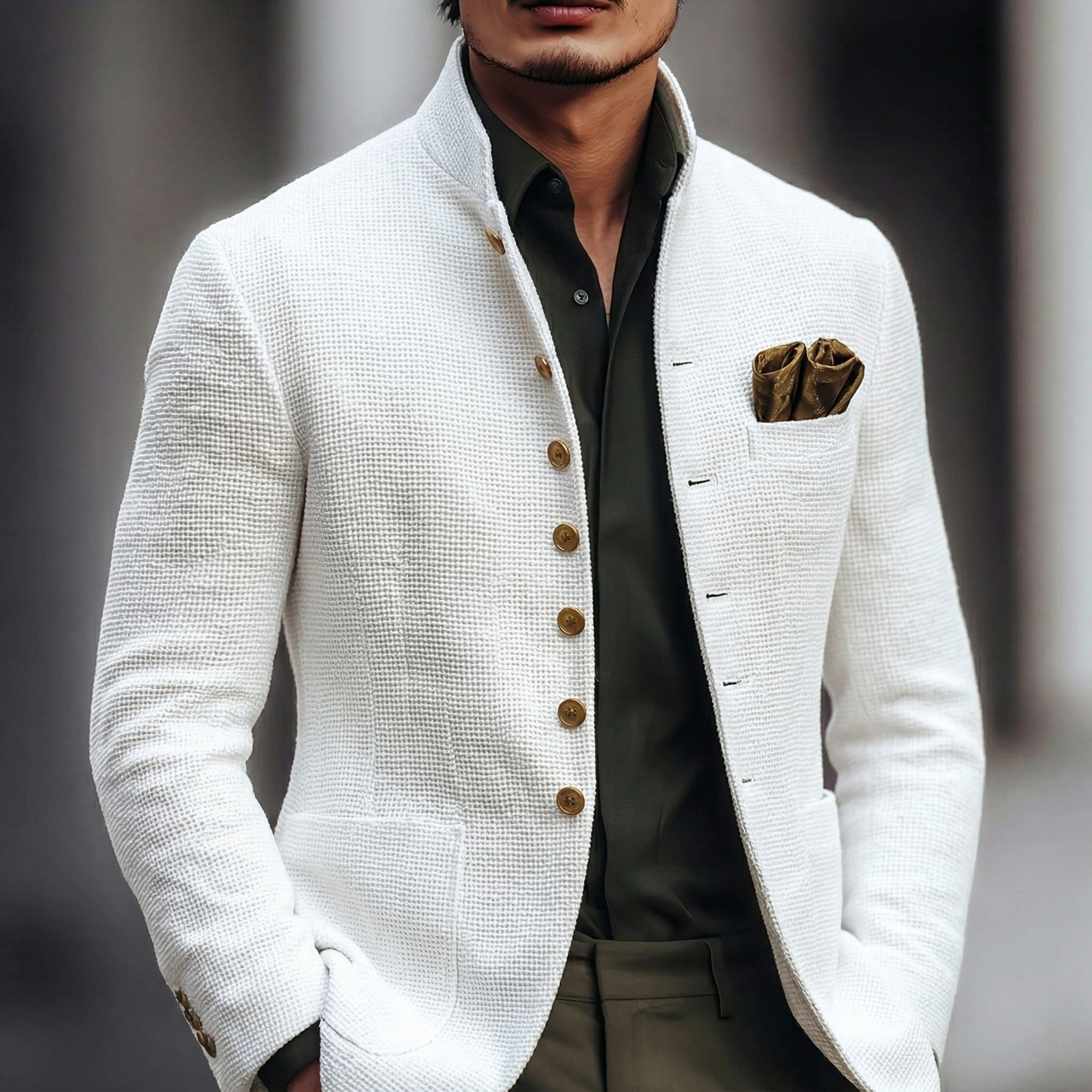 LIAM™ | Men's Gold-Button Knit Blazer
