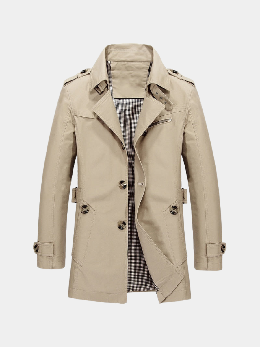 LIAM™ | Men's Long Button-Front Trenchcoat