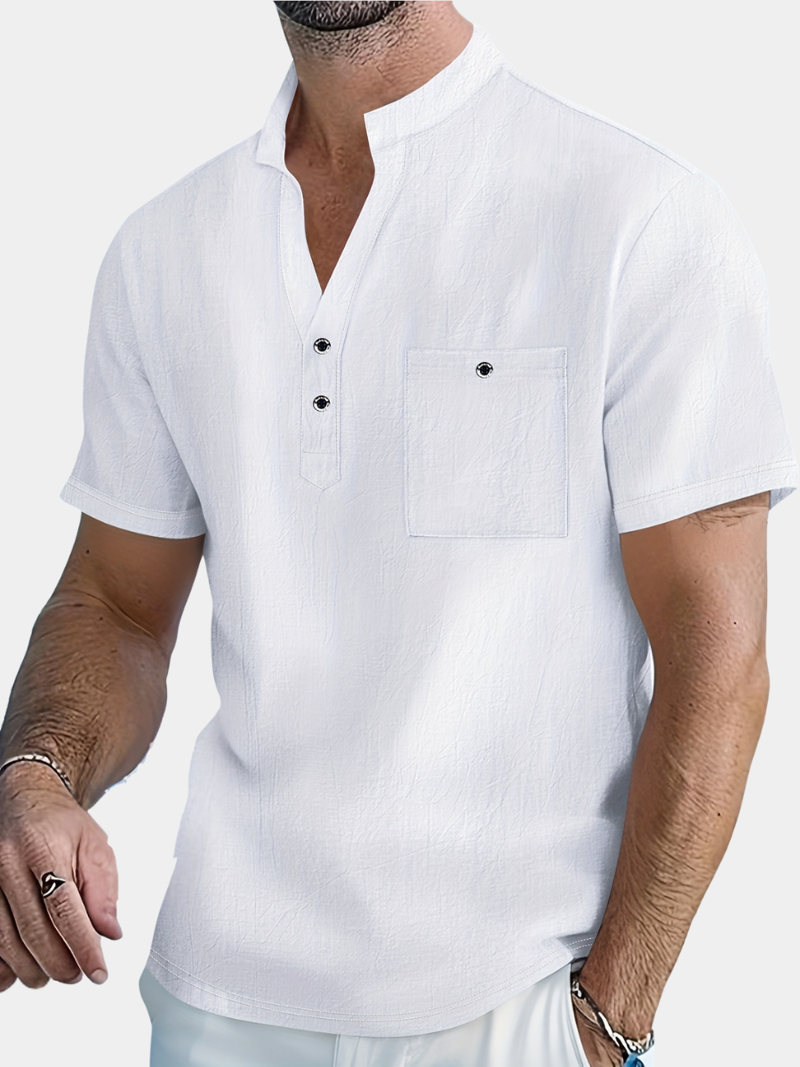 LIAM™ | Men's Linen Henley Shirt