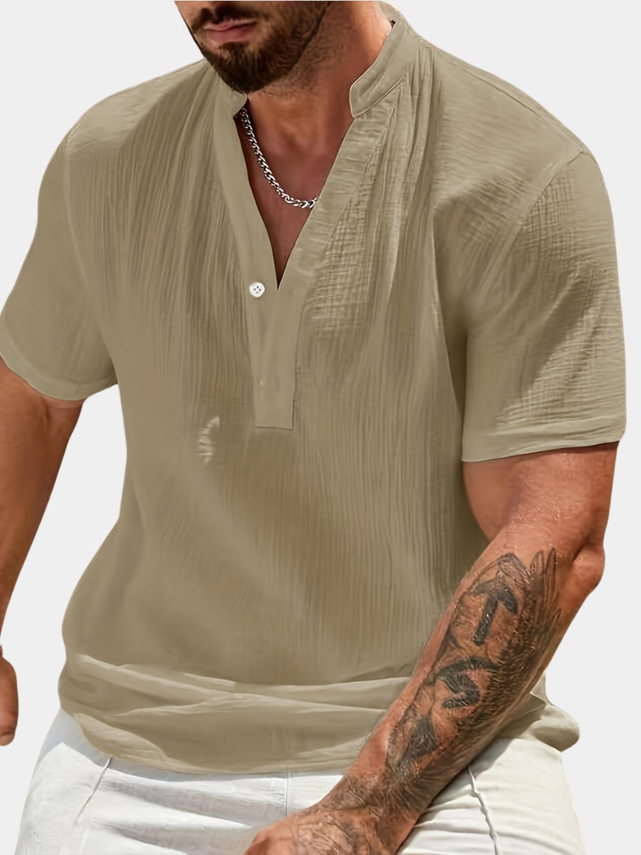 LIAM™ | Men's Linen V-Neck Shirt