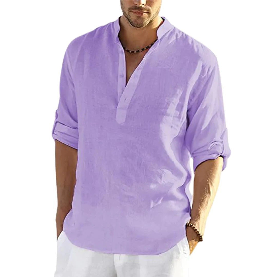 LIAM™ | Men's Cotton-Linen Popover Shirt