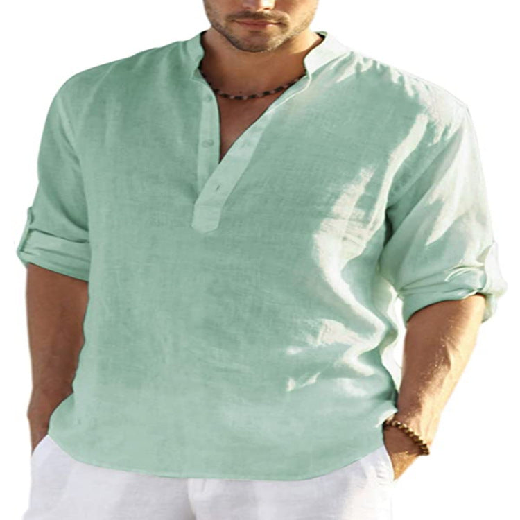 LIAM™ | Men's Cotton-Linen Popover Shirt