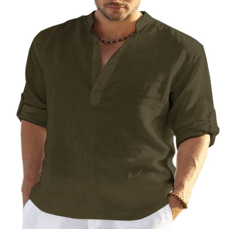 LIAM™ | Men's Cotton-Linen Popover Shirt