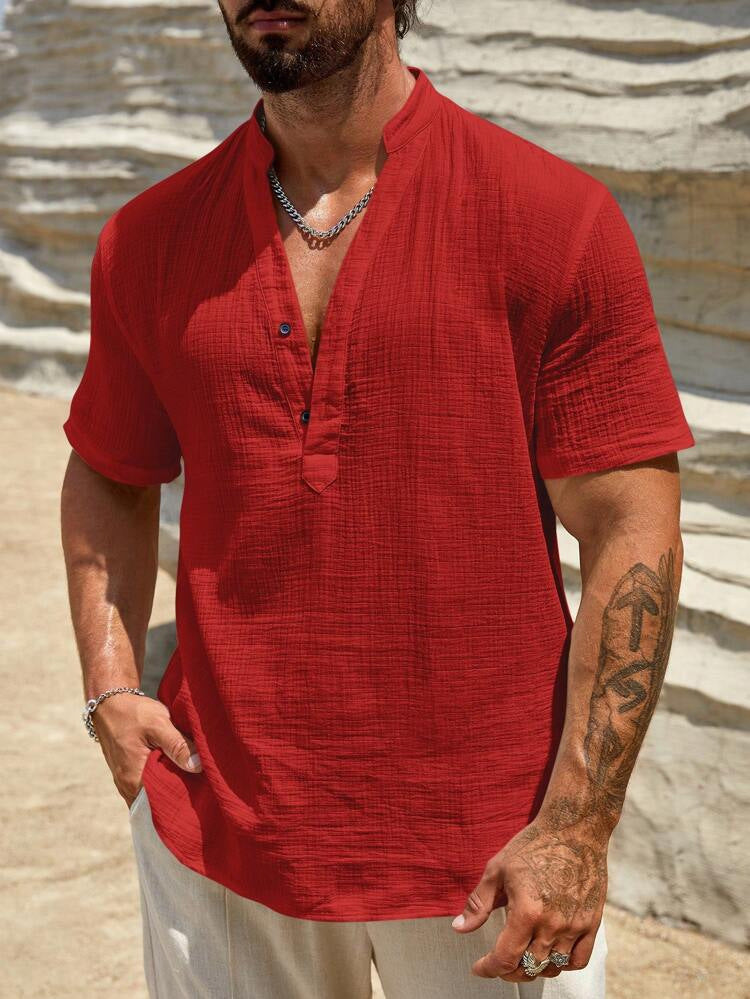 LIAM™ | Men's Linen V-Neck Shirt