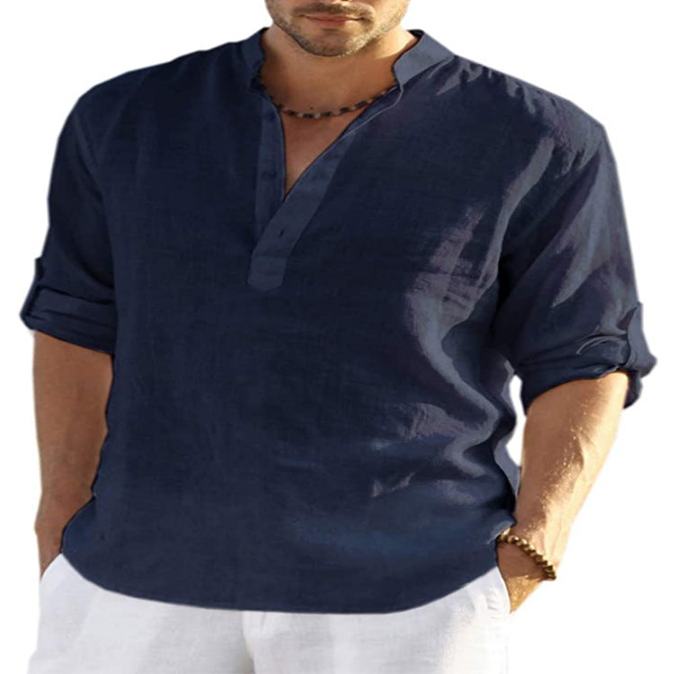 LIAM™ | Men's Cotton-Linen Popover Shirt