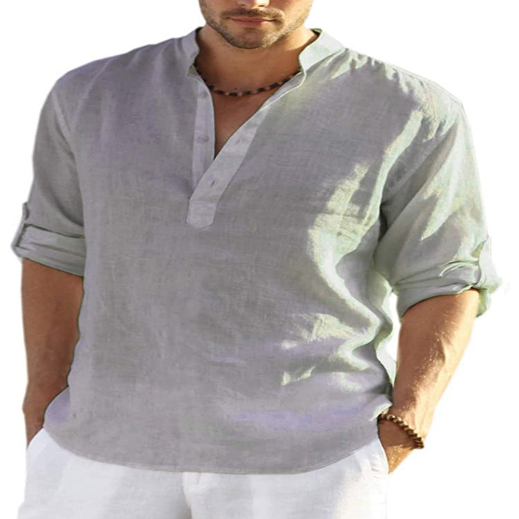 LIAM™ | Men's Cotton-Linen Popover Shirt