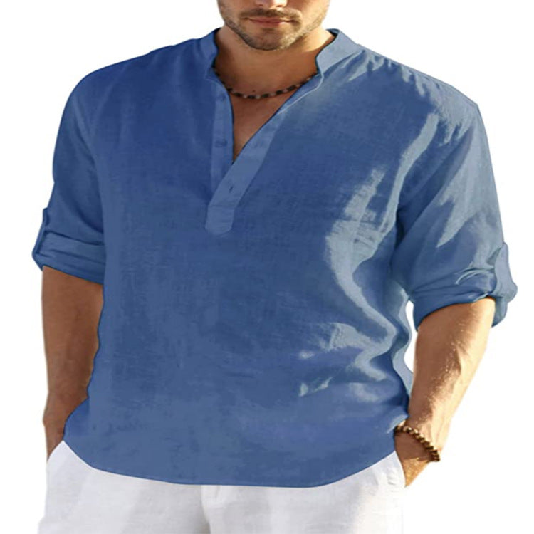 LIAM™ | Men's Cotton-Linen Popover Shirt