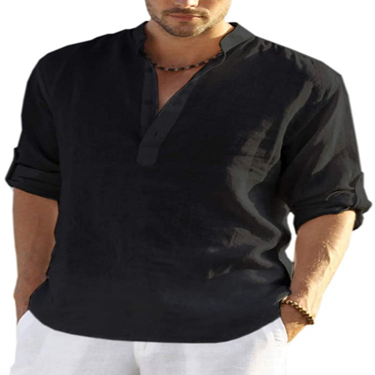 LIAM™ | Men's Cotton-Linen Popover Shirt