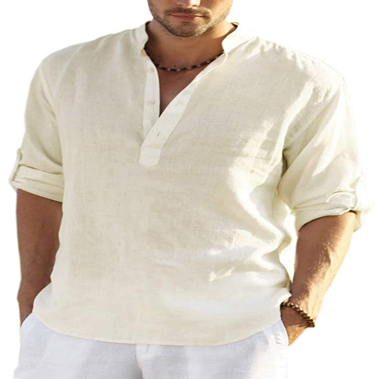 LIAM™ | Men's Cotton-Linen Popover Shirt