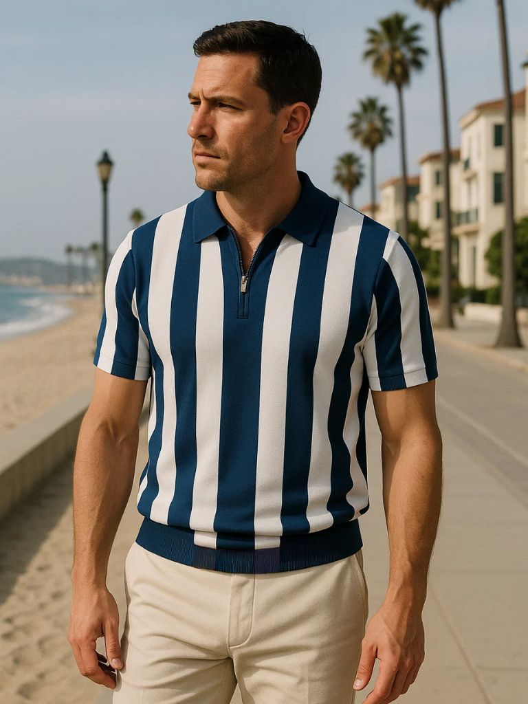 LIAM™ | Striped Zip Polo