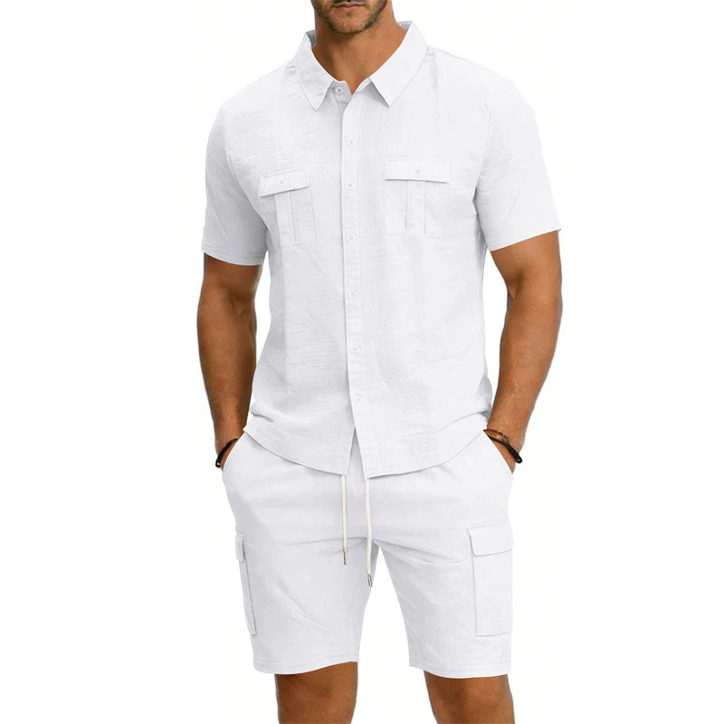 LIAM™ | Men's Utility Pocket Shirt Shorts Set