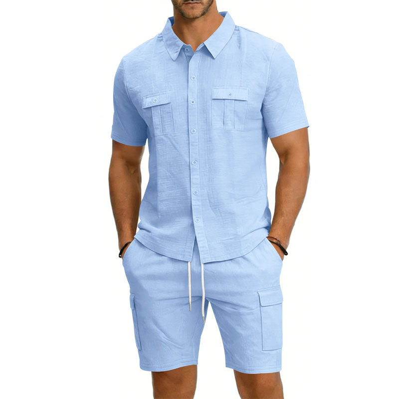 LIAM™ | Men's Utility Pocket Shirt Shorts Set