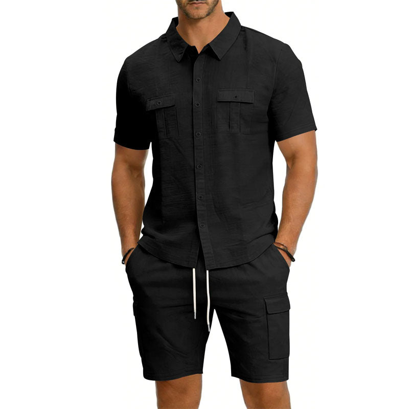 LIAM™ | Men's Utility Pocket Shirt Shorts Set