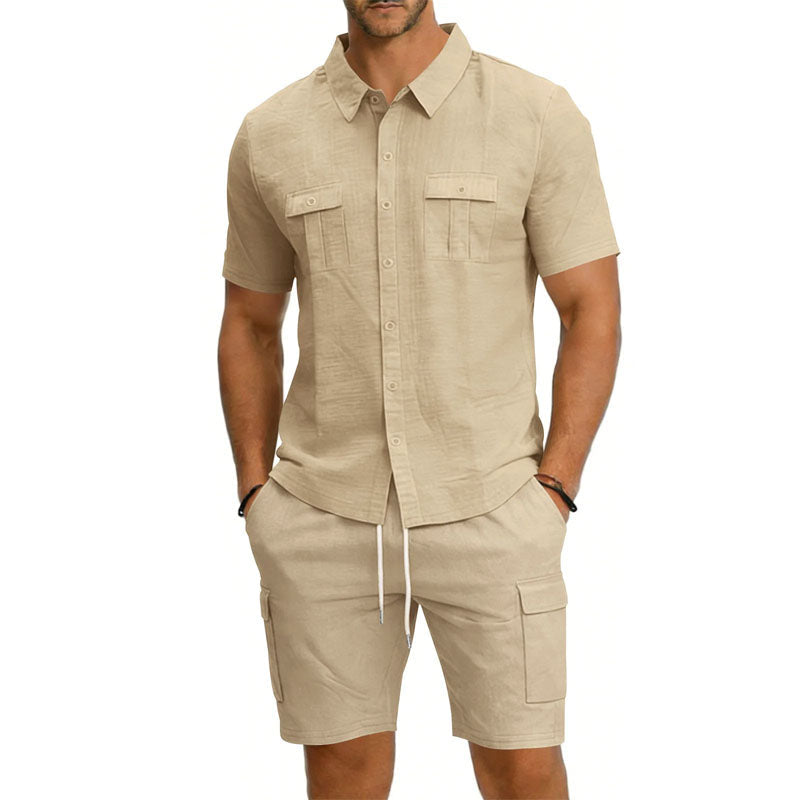 LIAM™ | Men's Utility Pocket Shirt Shorts Set