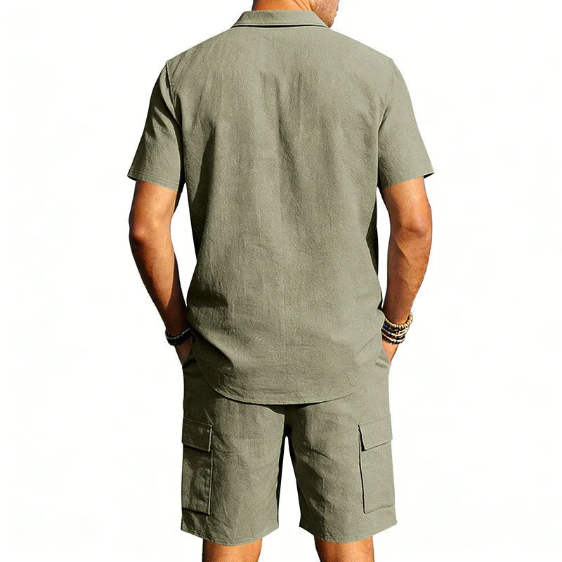 LIAM™ | Men's Utility Pocket Shirt Shorts Set