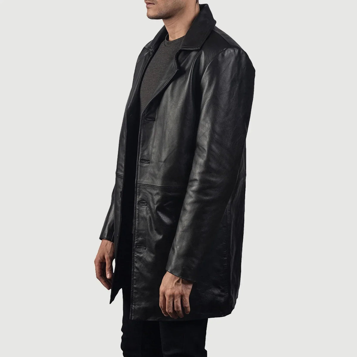 LIAM™ | Classmith Black Leather Coat