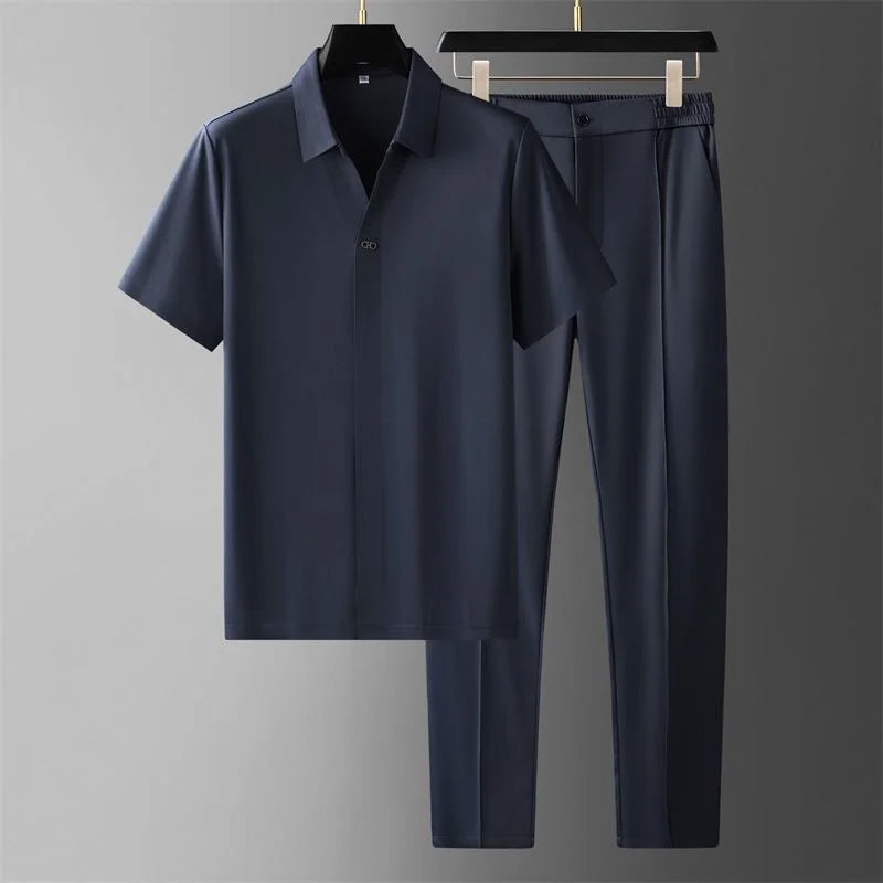 LIAM™ | Men's V-Neck Shirt Trousers Set