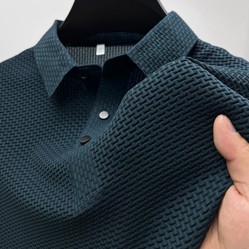 LIAM™ | Men's Knitted Polyester Polo Shirt