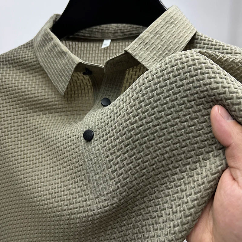 LIAM™ | Men's Knitted Polyester Polo Shirt