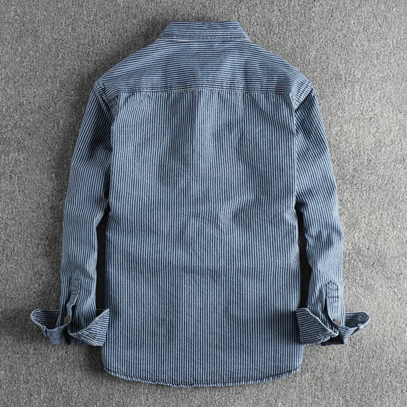 LIAM™ | Striped Denim Shirt