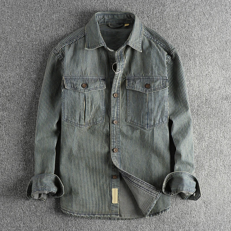 LIAM™ | Striped Denim Shirt