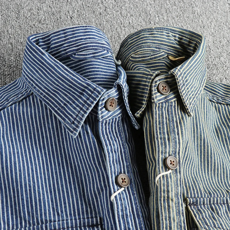 LIAM™ | Striped Denim Shirt