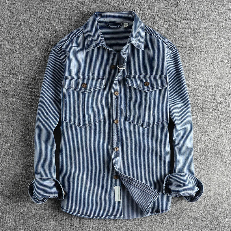 LIAM™ | Striped Denim Shirt