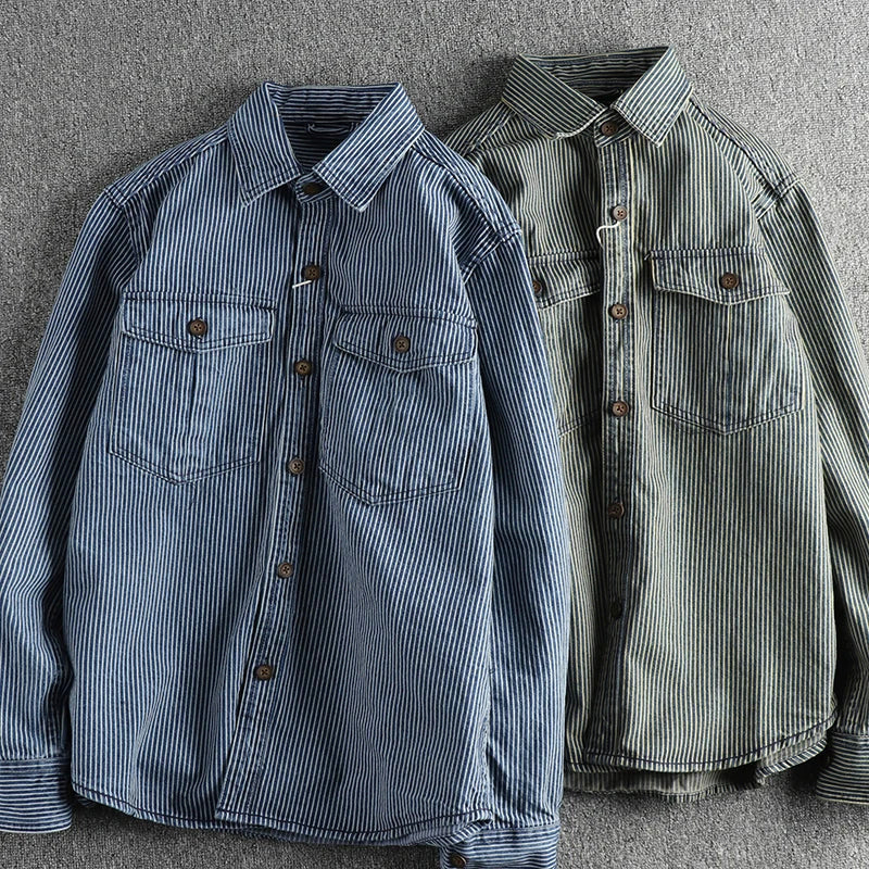 LIAM™ | Striped Denim Shirt