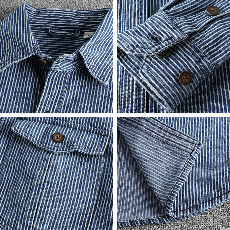 LIAM™ | Striped Denim Shirt