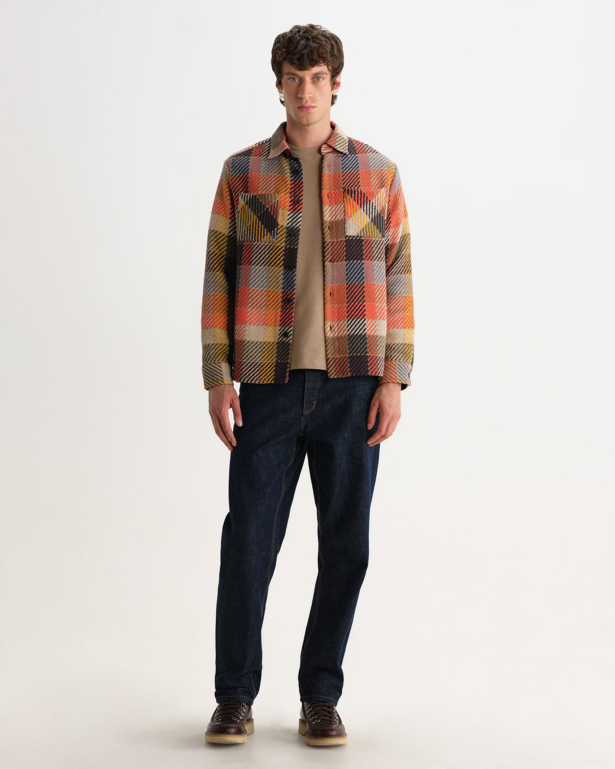 LIAM™ | Whiting - Orange Pike Check Overshirt