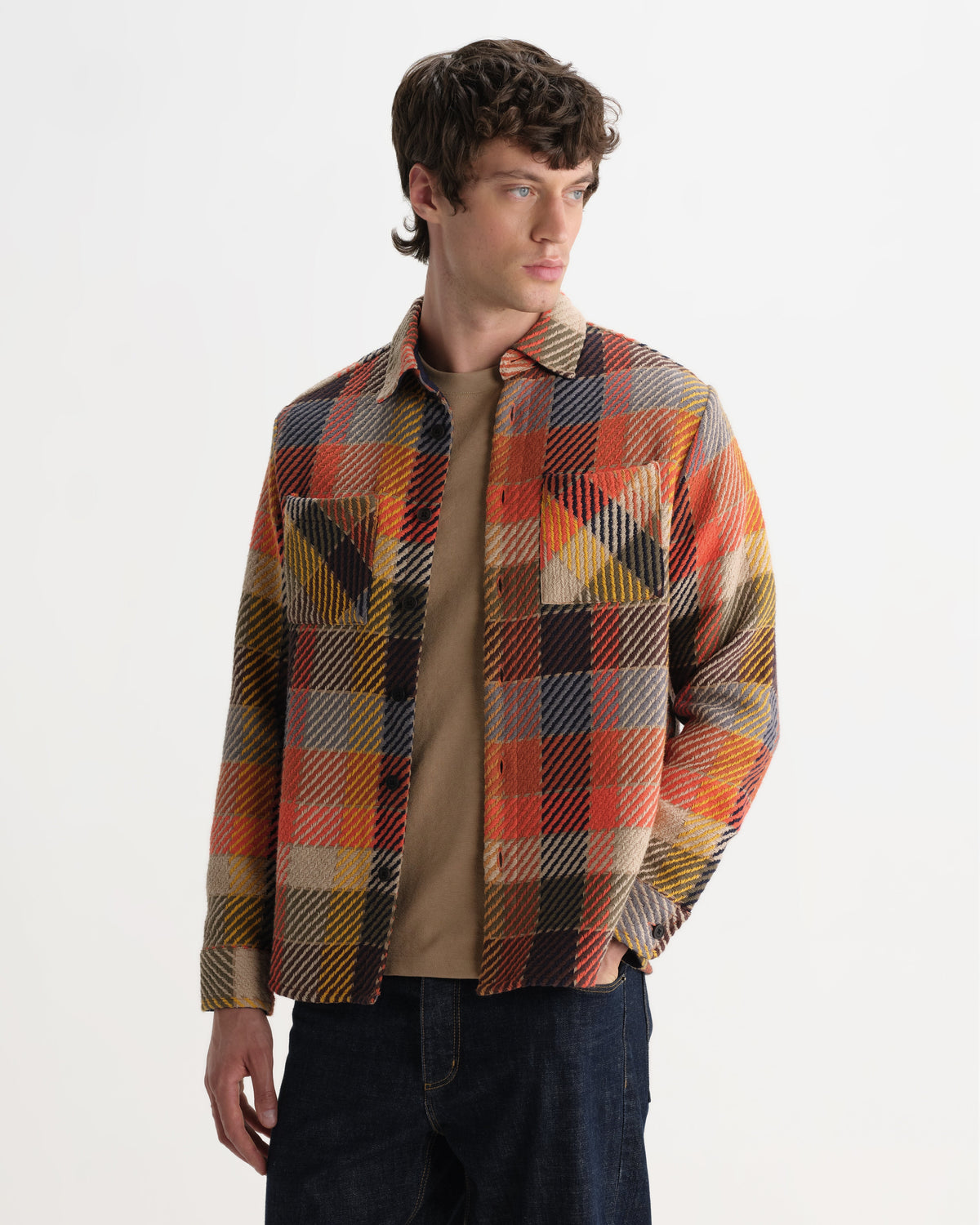 LIAM™ | Whiting - Orange Pike Check Overshirt