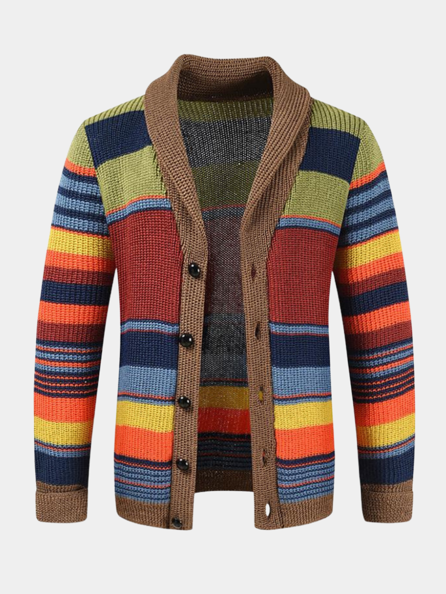 LIAM™ | Men's Striped Shawl Collar Cardigan