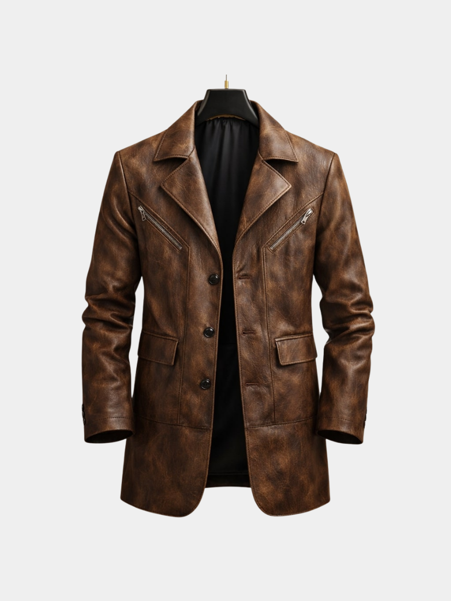 LIAM™ | Men's Structured Leather Panel Coat