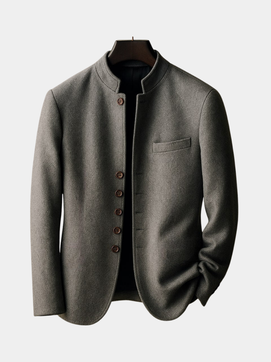 LIAM™ | WOOL JACKET WITH STRAIGHT COLLAR