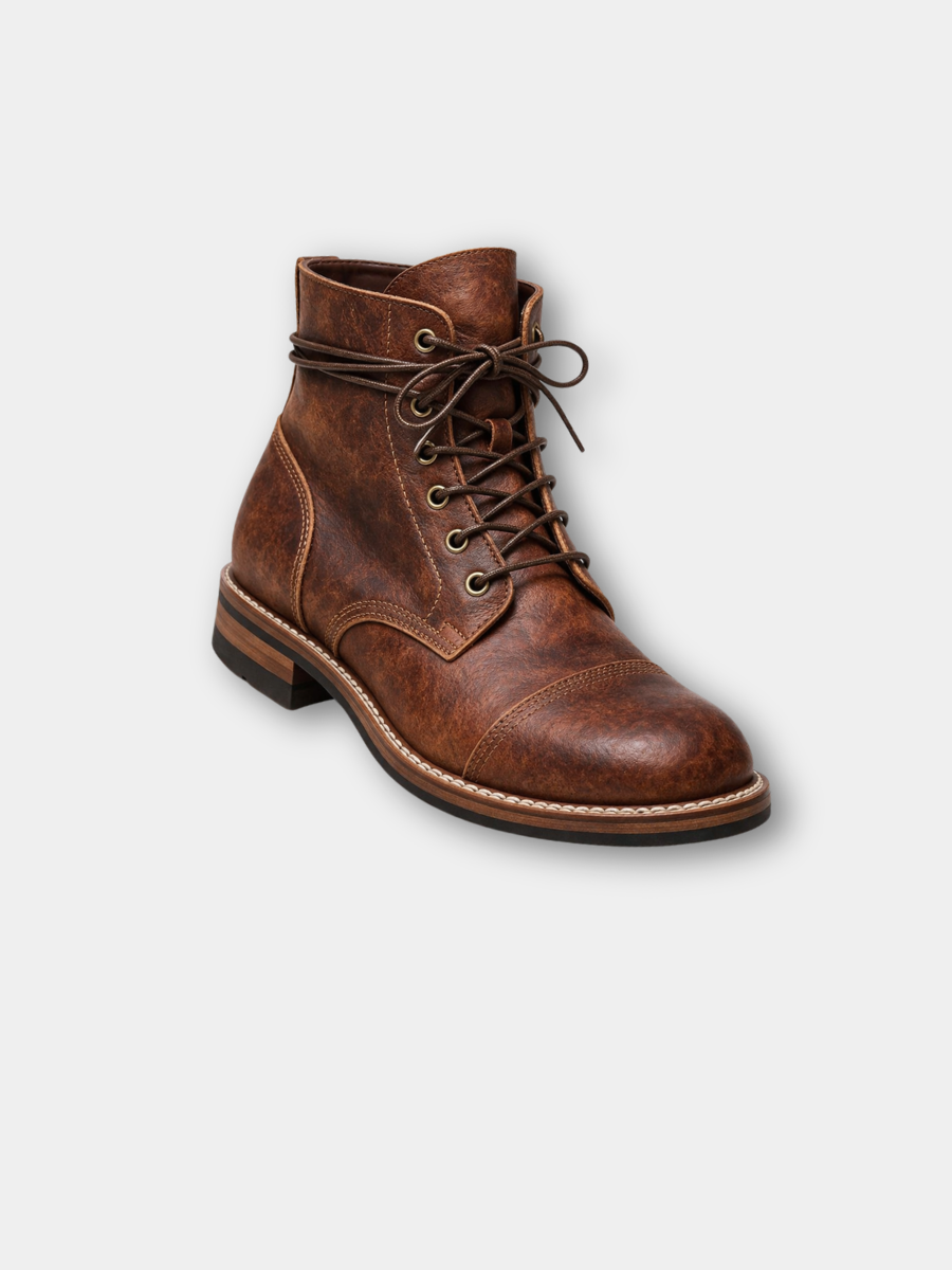 LIAM™ | Distressed Leather Lace-Up Work Boots