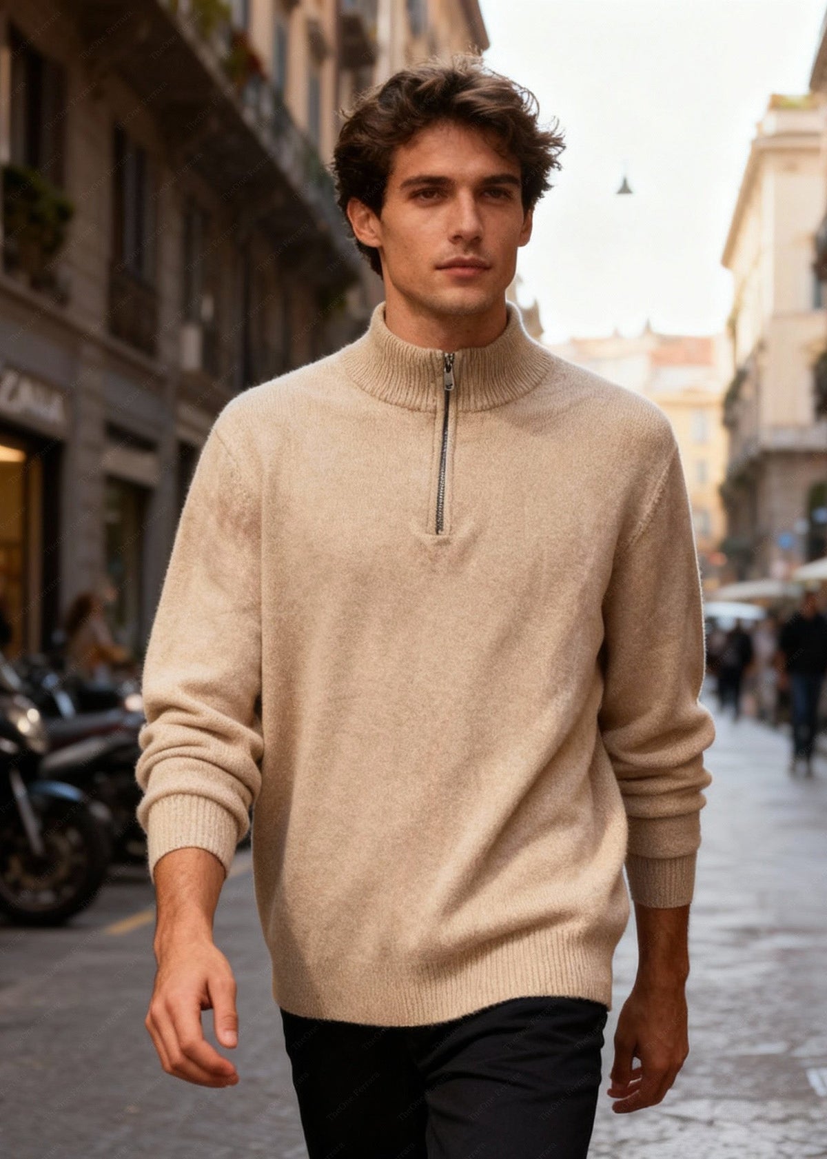 LIAM™ | Half-Zip Sweater – Viscose Modal Pullover with High Collar CT-007