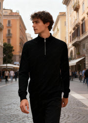 LIAM™ | Half-Zip Sweater – Viscose Modal Pullover with High Collar CT-007