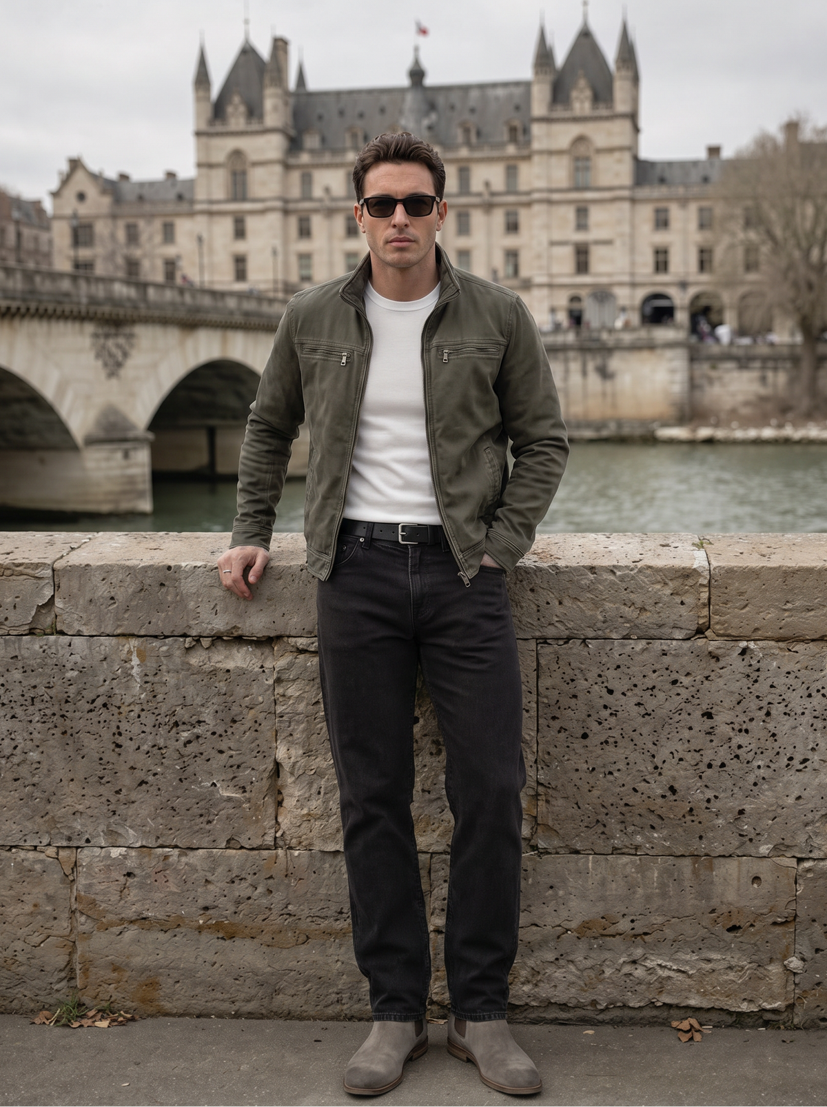 LIAM™ | Valmont Vintage Olive Field Jacket - Cross & Crown