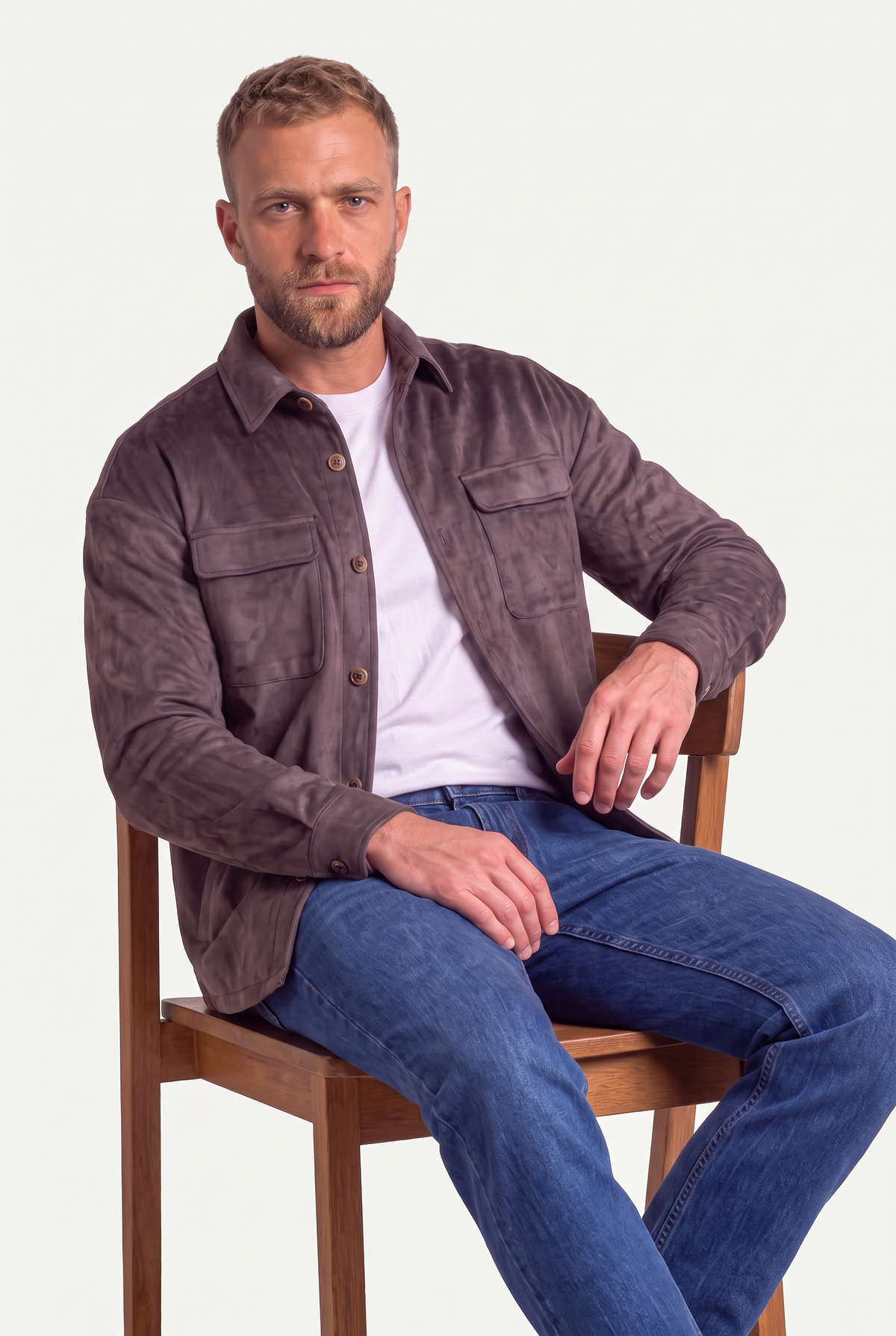 LIAM™ | Mirsino Suede Overshirt | Coffee