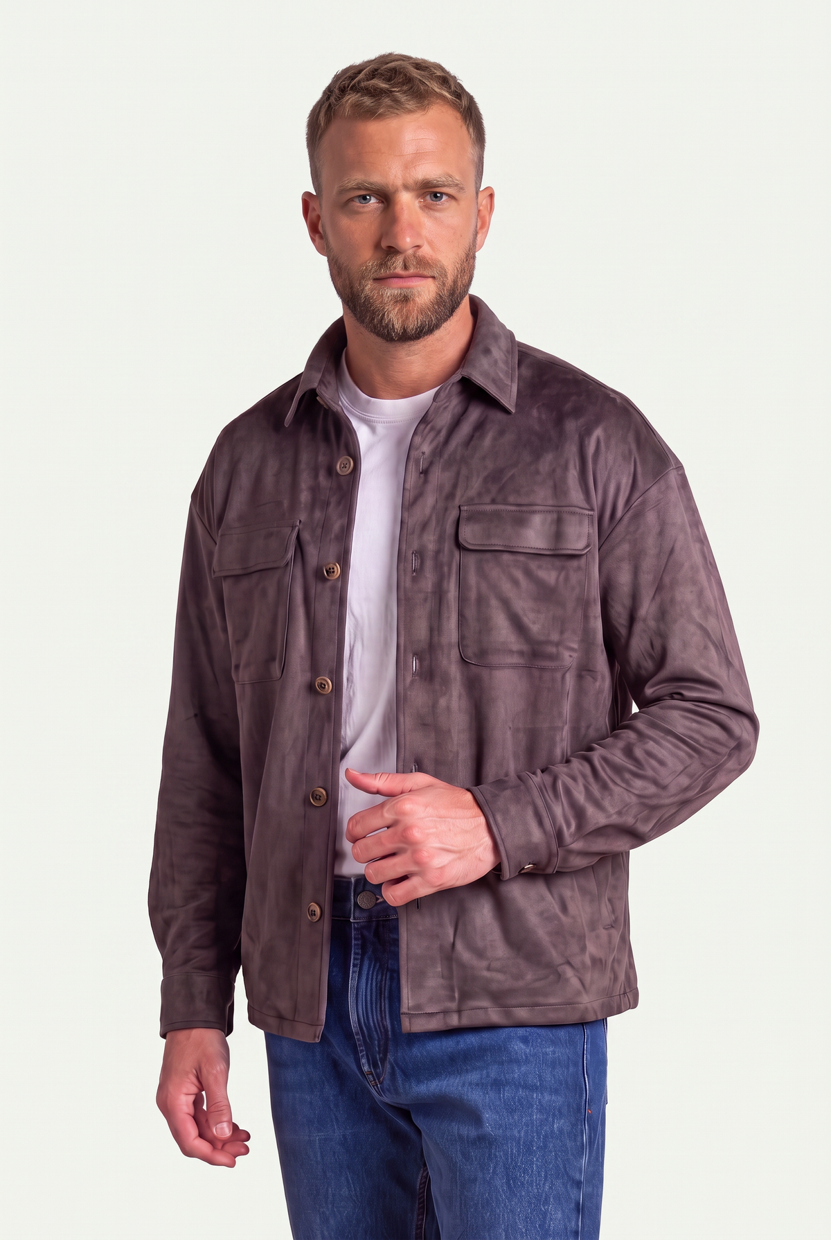 LIAM™ | Mirsino Suede Overshirt | Coffee