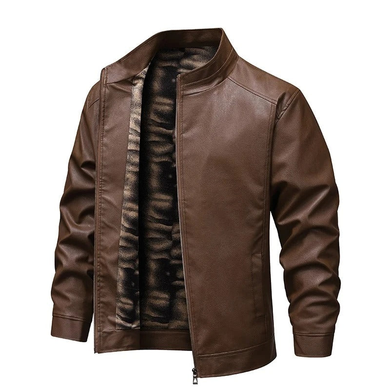 LIAM™ | Vintage Fleece Lined Leather Jacket